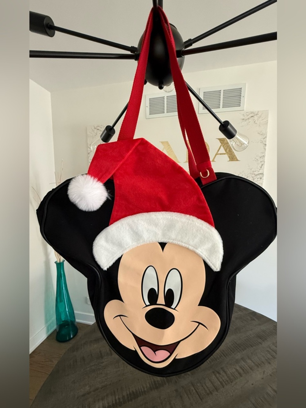 Disney Mickey Mouse Black Red Santa Hat Belt Bag